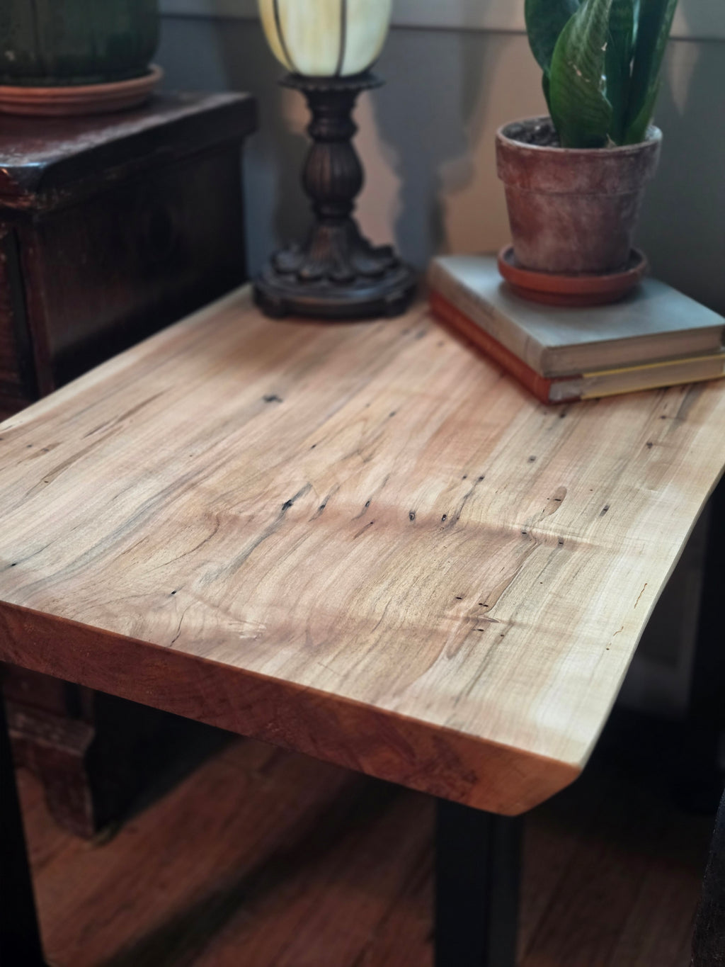Live Edge End Table - Spalted Ambrosia Maple