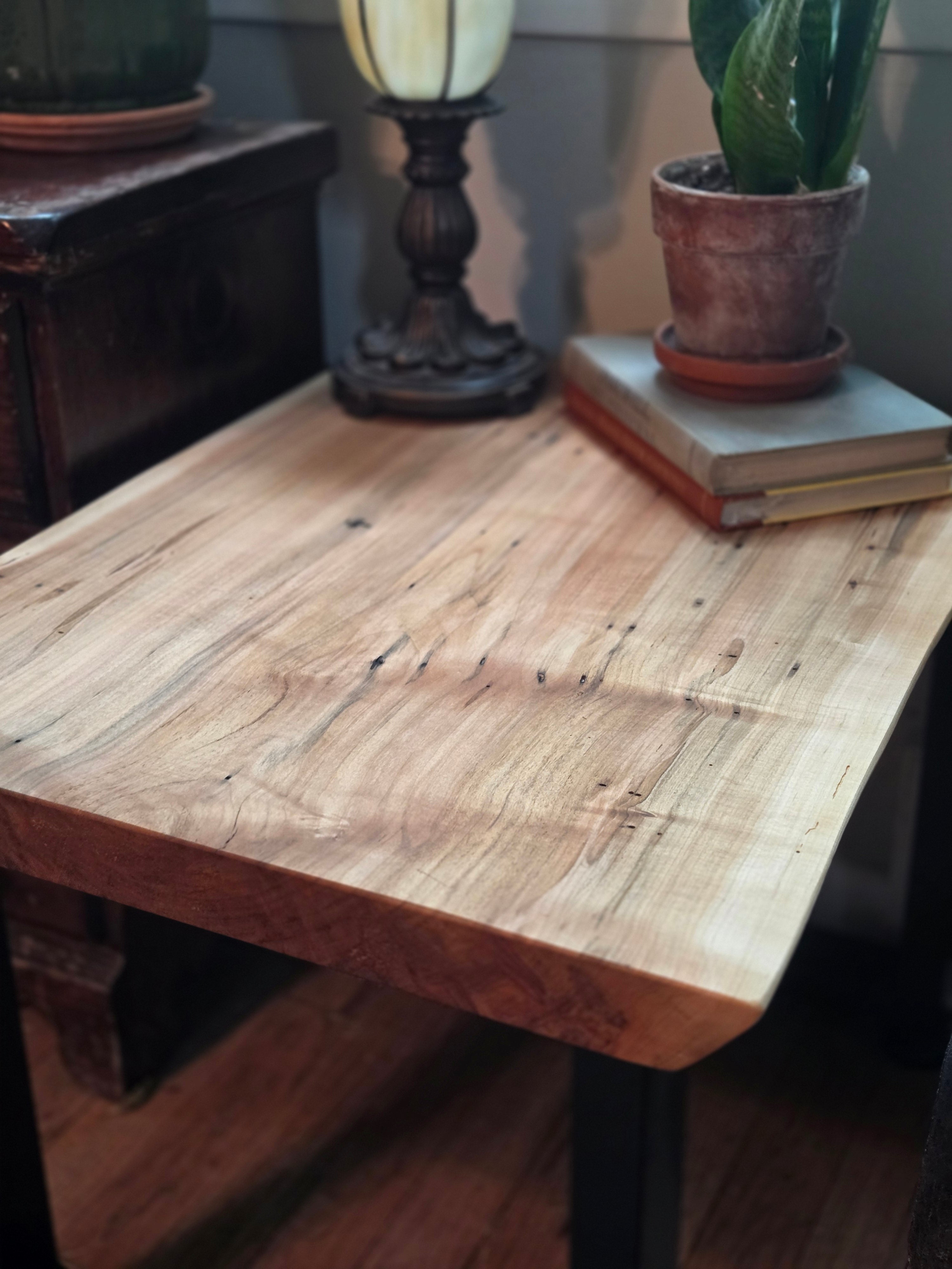 Live Edge End Table - Spalted Ambrosia Maple
