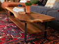 Live Edge Coffee Table + Shelf - Black Walnut