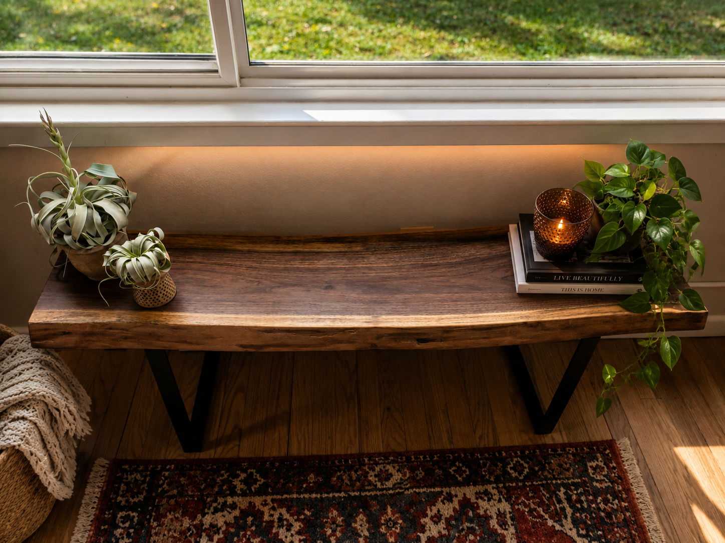 Live Edge Bench - Black Walnut
