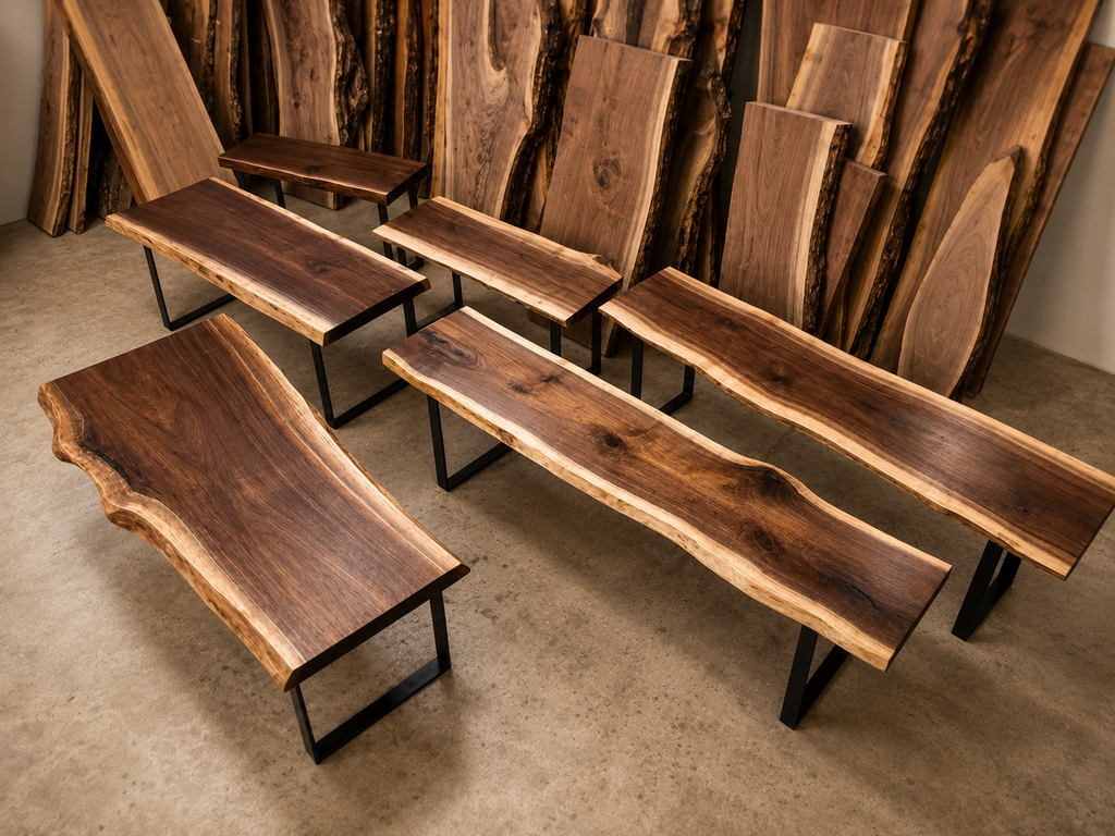 Live Edge Bench - Black Walnut