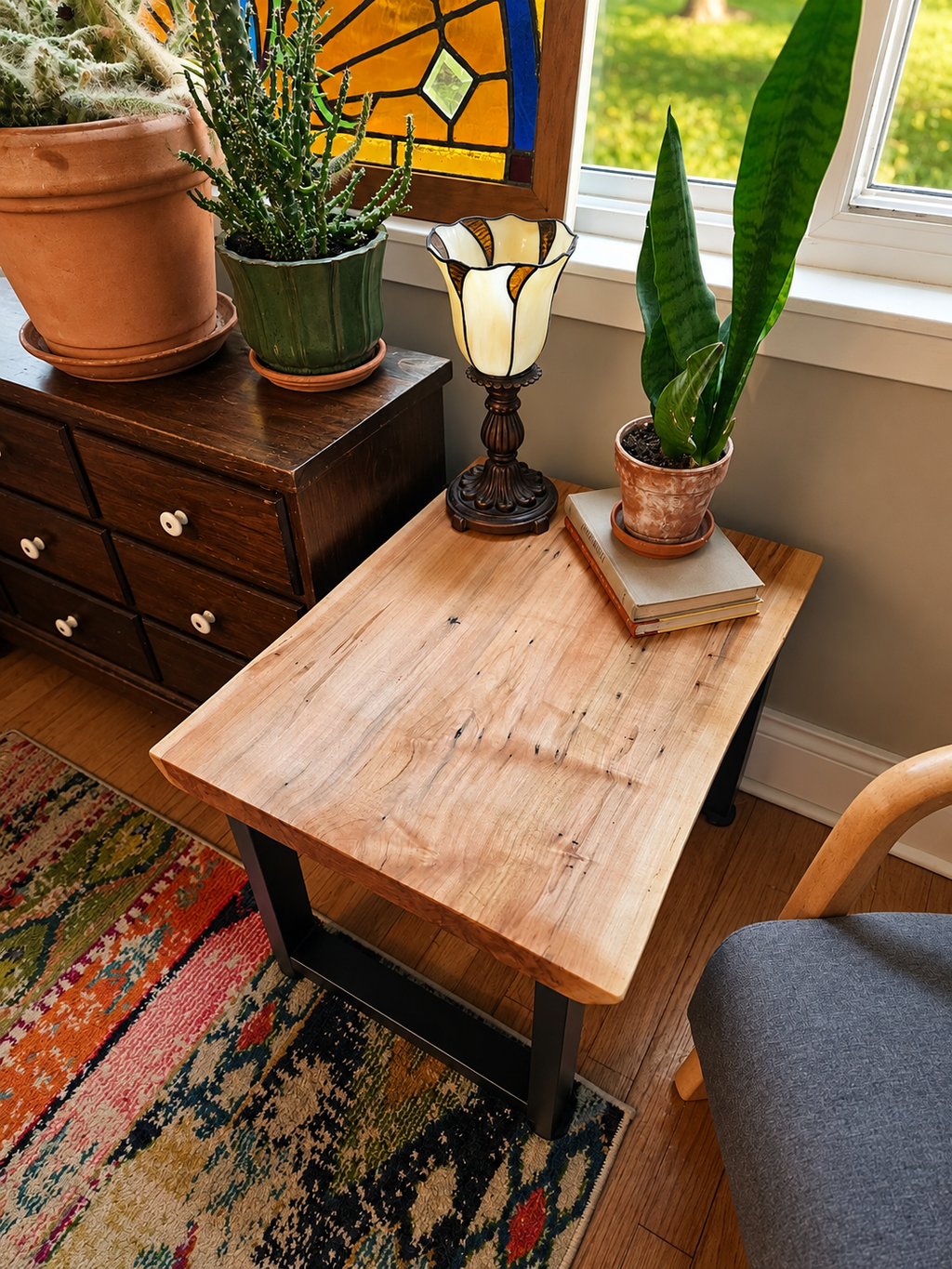 Live Edge End Table - Spalted Ambrosia Maple